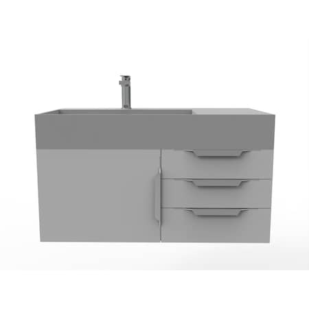 Castello Usa Amazon 36" Wall Mounted  Gray Vanity With Gray Top And Brushed Nickel Handles CB-MC-36G-BN-2056L-GR